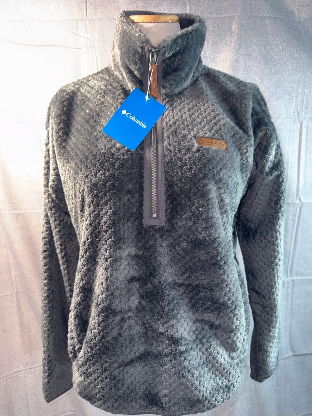13A-Columbia Women's Gray Plush Half-Zip Fleece Pullover